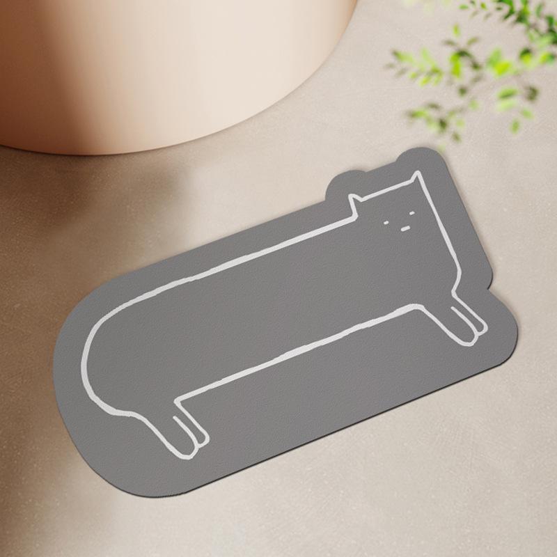 Мультяшный Кот Дом Ванная Комната Противоскользящий Коврик Полукруглый Износостойкий Водопоглощающий Напольный Коврик Дверь Ванной Диатомовая Грязь Напольный Коврик