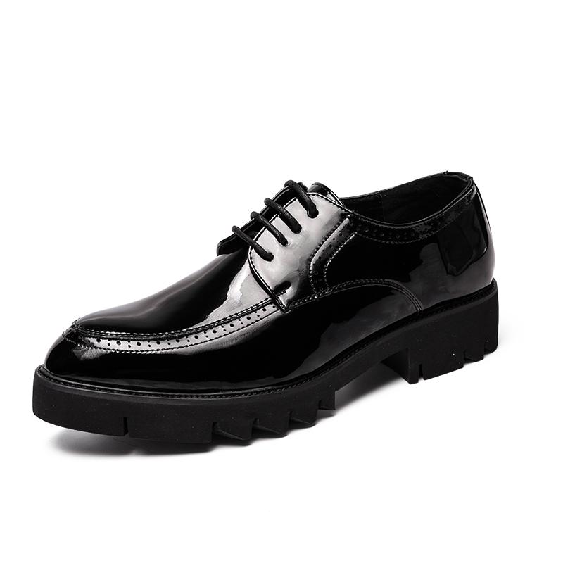 Fashion White Lace-Up Oxfords Shoes Leather Men Wedding Dress Shoes Casual Male Breathable Business Platform All-match Mens Walking Shoe
