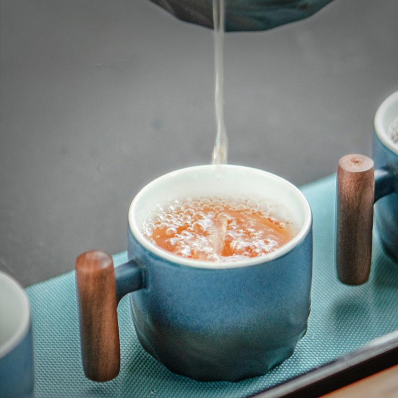 70 мл Офисная чашка для воды Фильтр Кружка для чая Керамическая кофейная чашка Деревянная ручка Кофейная кружка Ручная работа Чашка для чая и кофе Подарок на день рождения