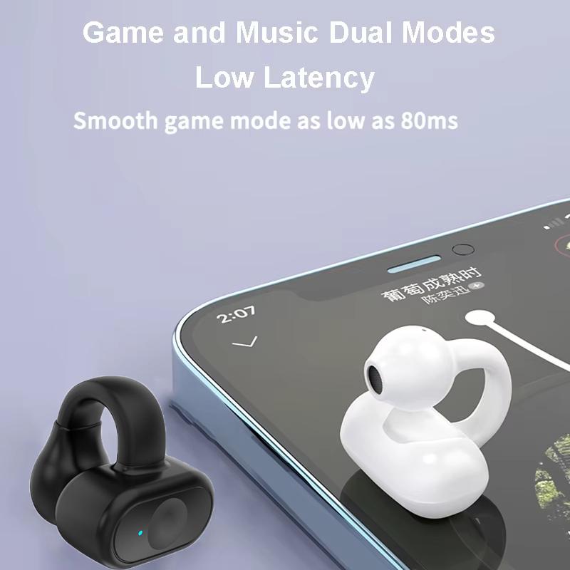 MIni Single TWS Bluetooth 5.3 Наушники-клипсы на наушниках Беспроводные наушники Зажим для ушей Hi-Fi стереогарнитура с шумоподавлением Наушники с низкой задержкой для телефона