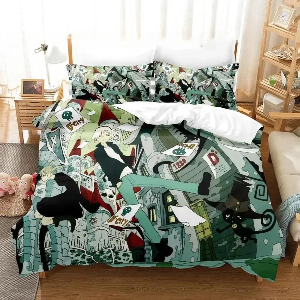 Новый комплект постельного белья с 3D-мультфильмами Soul Eater Single Twin Full Queen King Size Bed Set Adult Kid Bedroom Duvet cover Sets Home Textiles