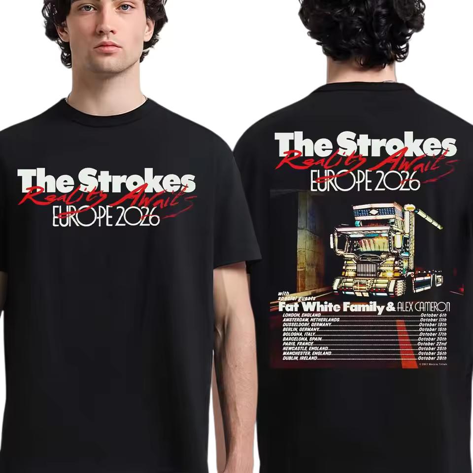 The Strokes Reality Awaits Tour 2026 SummerTour T-Shirt Cotton Men's and Women's Short Sleeve Comfortable Casual Tee Tops