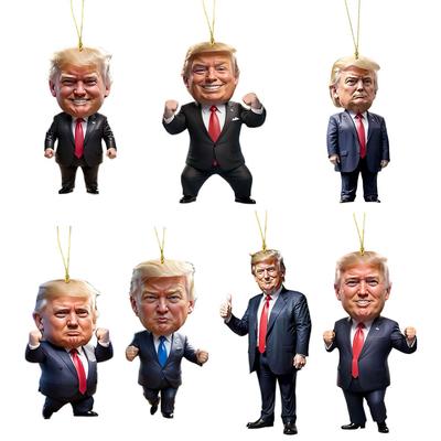 Дональд Трамп Рождественское украшение Акриловый Дональд Трамп Подвеска для украшения автомобиля(7Pcs)