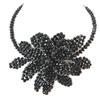 [P4413] - Black 'Callas' Handcrafted Necklace - 10. 5x7. 5cm