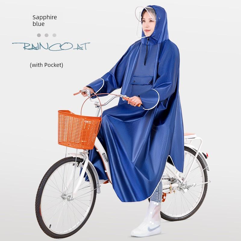 Bicycle Raincoat Electric Car Poncho Battery Extended Full Body Rainproof Single Raincoat Men and Women Sleeved Raincoat