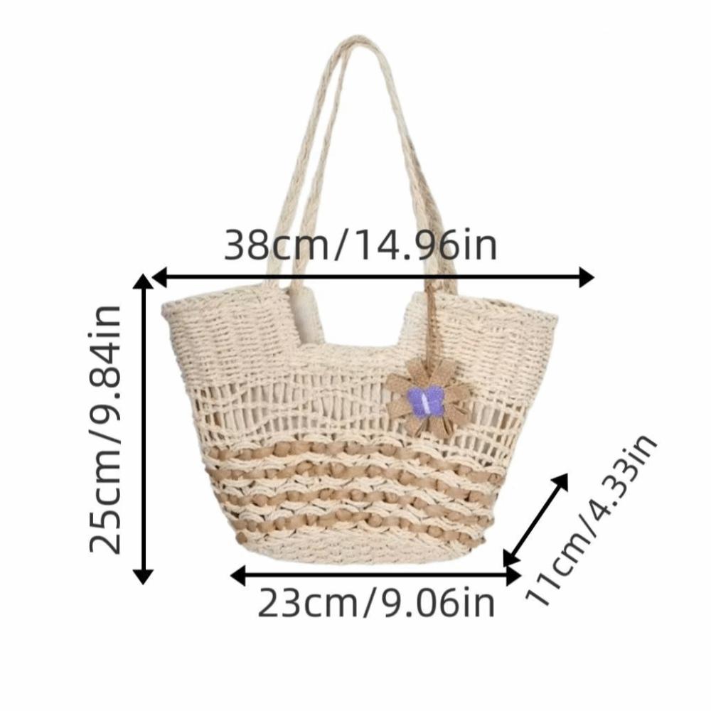 Large Capacity Shoulder Beach Bag Woven Texture Handwoven Bag Straw Woven Bag Casual Outing