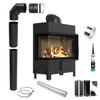 KRATKI LUCY Left 14 kW Ø200 Corner BLACK Fireplace Insert Installation Kit