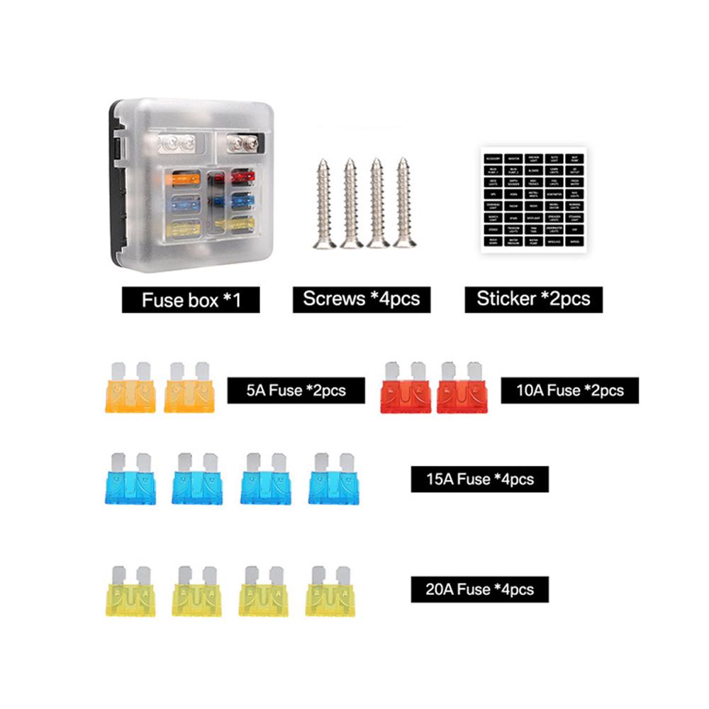 Universal 6 Ways  Block Car  Holder With Negative Electrode Vehicle  Box Auto  Connector Box With LED Light