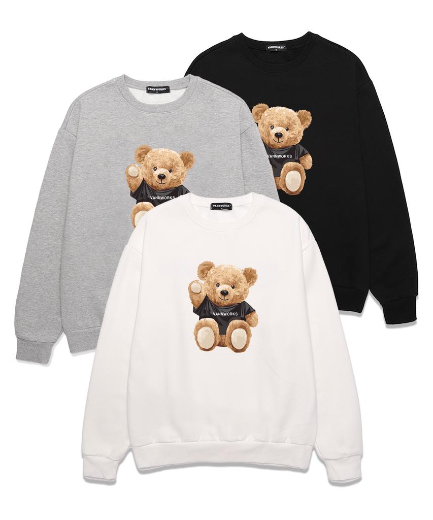 VANNWORKS Sitting Bear Oversized Sweatshirt (Vndts104) White (Type A)
