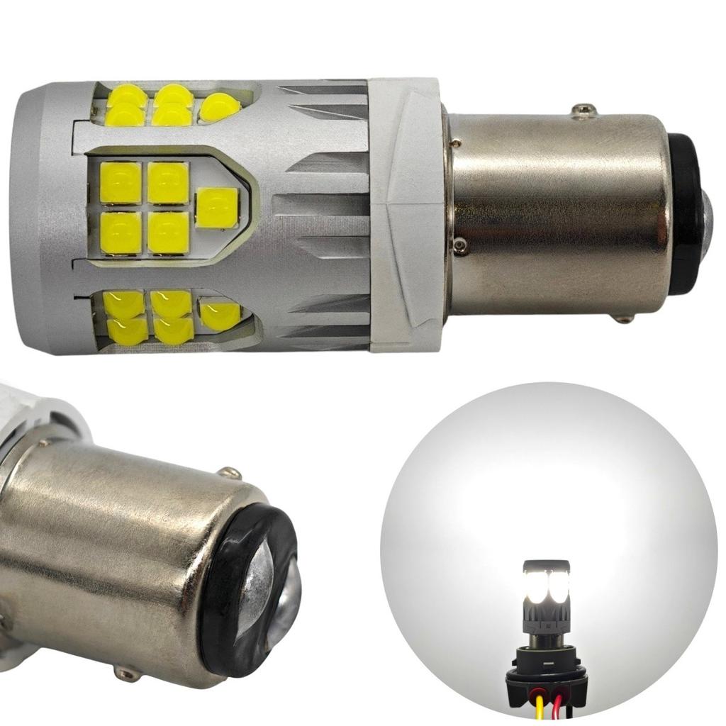 2 Pcs P21/5W LED Bulb BAY15D 10-50V No Error 3000lm White Off-Road