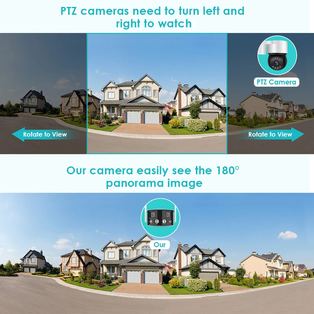 IP-камера с двумя объективами 8 МП, 4K, сверхширокоугольный угол 180°, защита Wi-Fi, искусственный интеллект, обнаружение человека, наружное наблюдение, приложение ICSEE