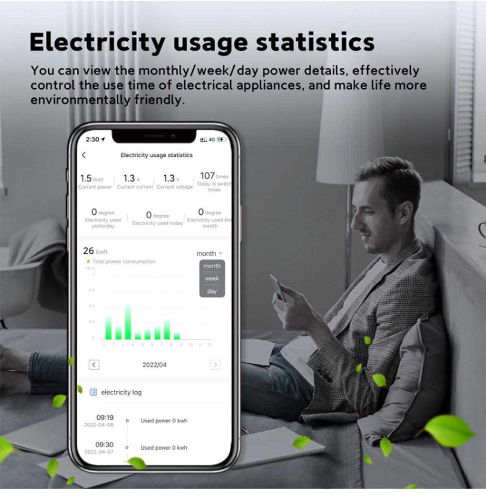 Умная WiFi розетка с контролем температуры, с вилкой EU/US и приложением Doodle