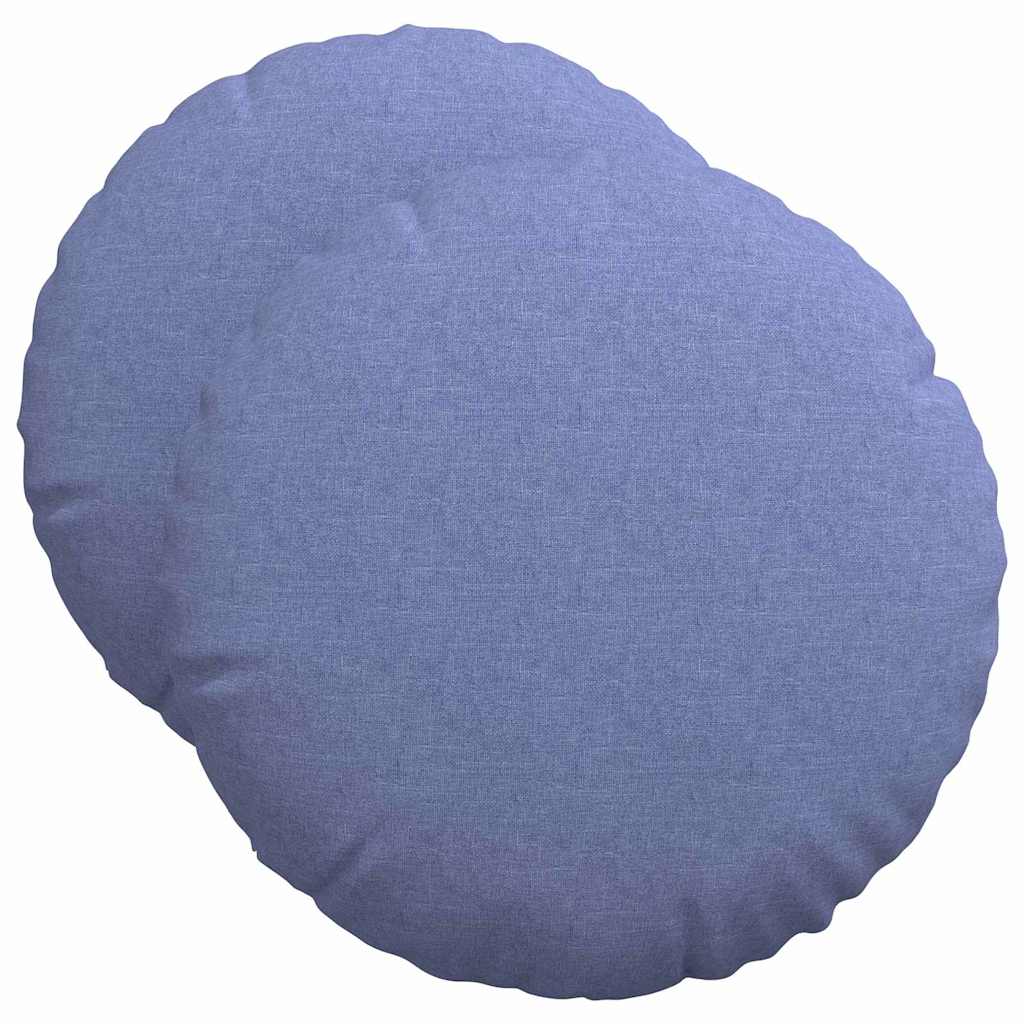 Seat Cushions 2 pcs Denim Blue Ø50 x 19 cm Fabric
