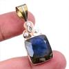 Natural Labradorite 925 Solid Sterling Silver Jewelry TwoTone Pendant 1.75" S4m36