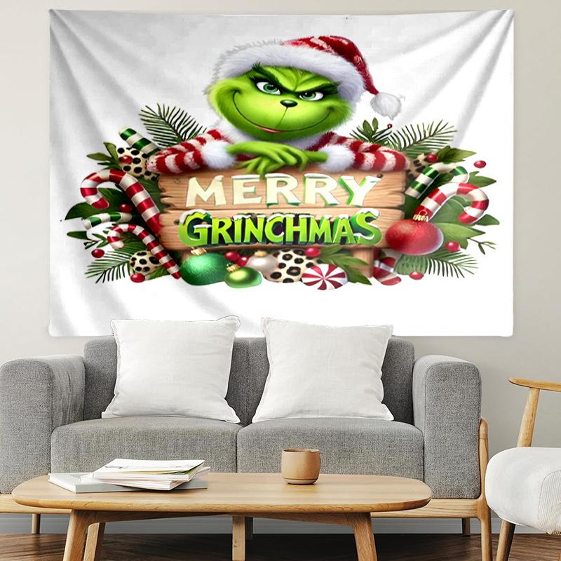 The Grinch Print Tapestry, Lightweight Wall Hanging, for Bedroom, Dorm, Living Room, Home Art Decor, Birthday Christmas Gift for Friends