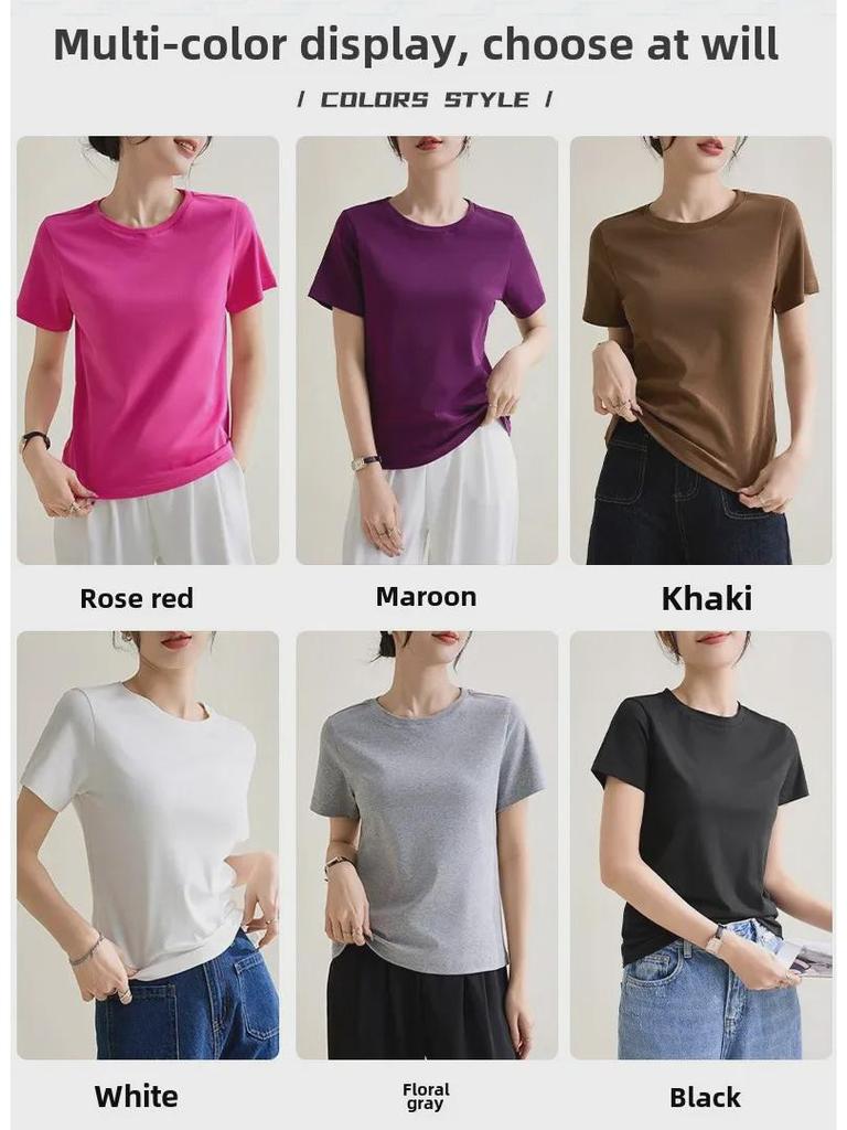 Футболка Ice-Feel Slim Fit Cotton с круглым вырезом, однотонная, с коротким рукавом, женская, коллекция весна/лето 2025 г.