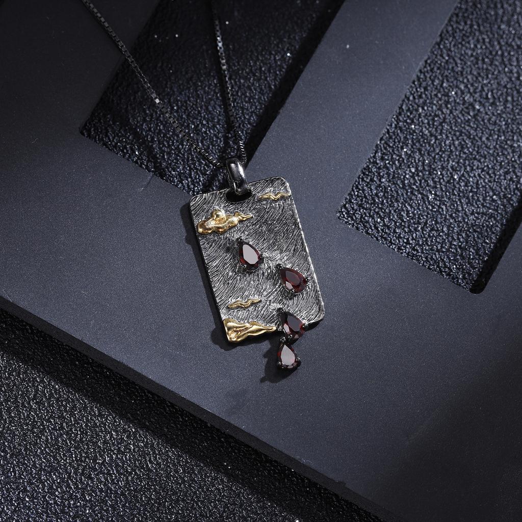 Оригинальный дизайнерский кулон из высококачественного драгоценного камня, итальянское мастерство, ретро-подвеска из серебра 925 пробы с натуральным топазом