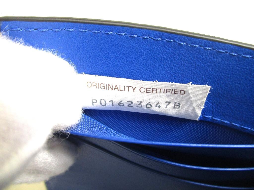 Оригинальный кожаный кошелек для купюр BOTTEGA VENETA Intrecciato черного и синего цвета #a469, восстановленный