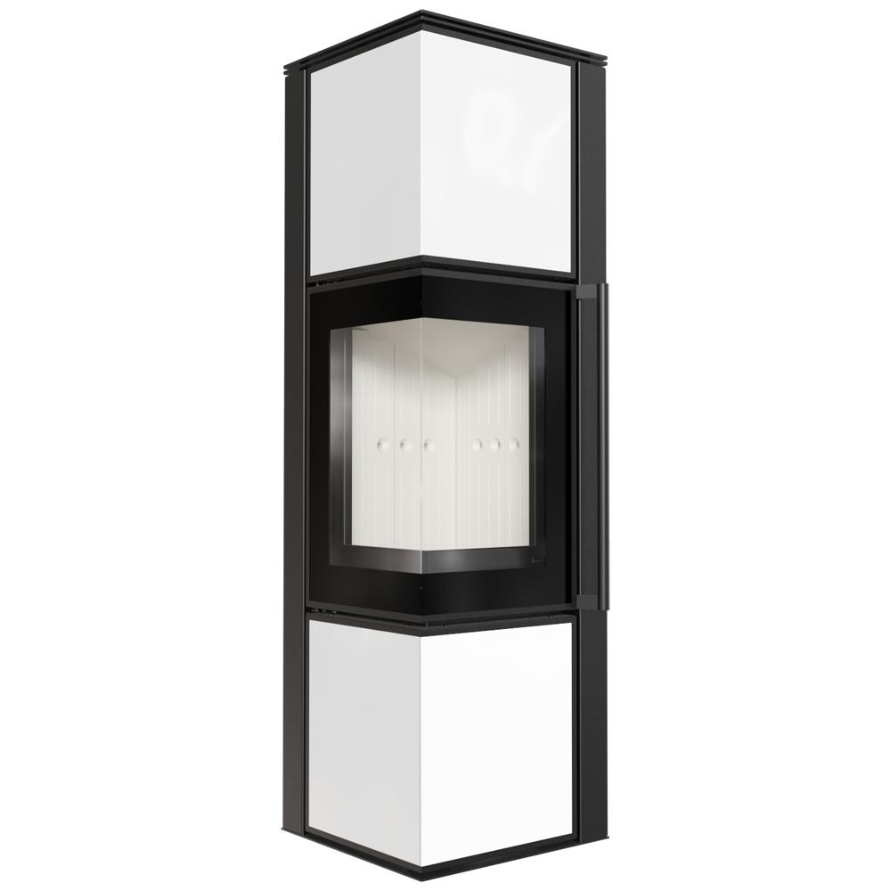 Дровяная стальная печь KRATKI TORA/M 8 кВт Ø 150 панель из белого стекла