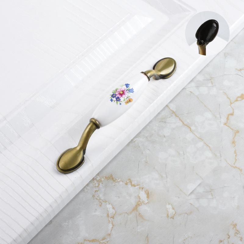 1 шт. ручка для шкафа в европейском стиле, керамическая ручка, винтажный синий цветок, одно отверстие, ручки для шкафа, ручки для ящиков шкафа