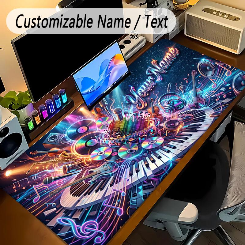 Music Theme Personalized Mouse Pad Custom Name Text Non Slip Desk Pad For Laptop Office Desktop
