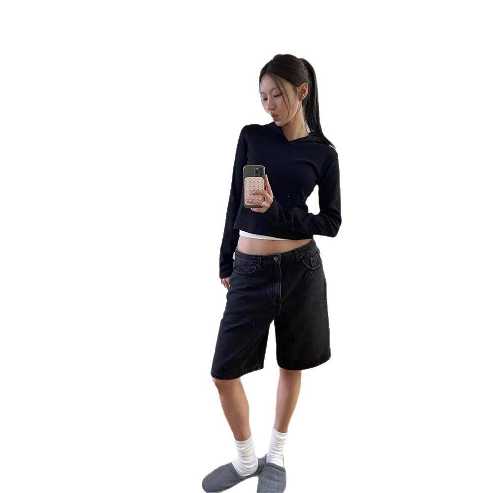 2024 Retro Glow Slim Hooded Осенняя толстовка: Повседневный корейский хлопковый топ