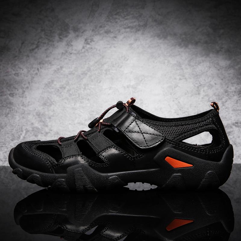 Fashion Summer Luxury Sandals Men Breathable Genuine Leather Outdoor Sandalias Trekking Casual Beach Shoes Male Loafers Big Size 38-48