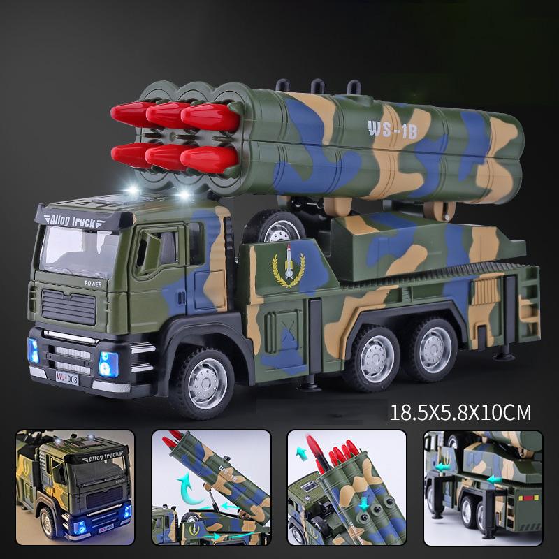 1:32 Scale Missile Rocket Launcher Car Toy Model Alloy Sound Light Military Series Engineering Vehicle Toys for Children Toys