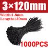 500/1000PCS 3*100 3*150 4*200 Nylon Self-locking Plastic Tie Black Cable Tie Fastening Ring Zip Wraps Strap Nylon Cable Tie Set