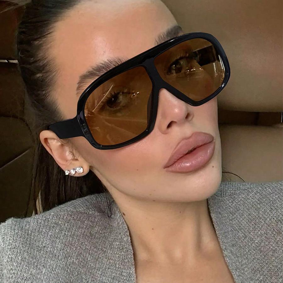 Новые Ретро Квадратные Солнцезащитные Очки с Большой Оправой Женские Брендовые Черные Градиентные Крутые Мужские Солнцезащитные Очки Цельные Дизайнерские Авиаторы