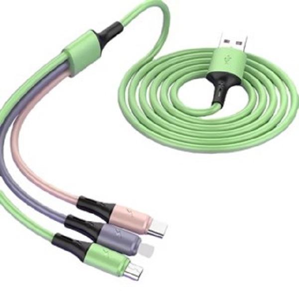 USB-кабель для зарядки GIMIRO 3 в 1. Кабель для быстрой зарядки типа C. Совместим с большинством смартфонов. 120 см, цветной.