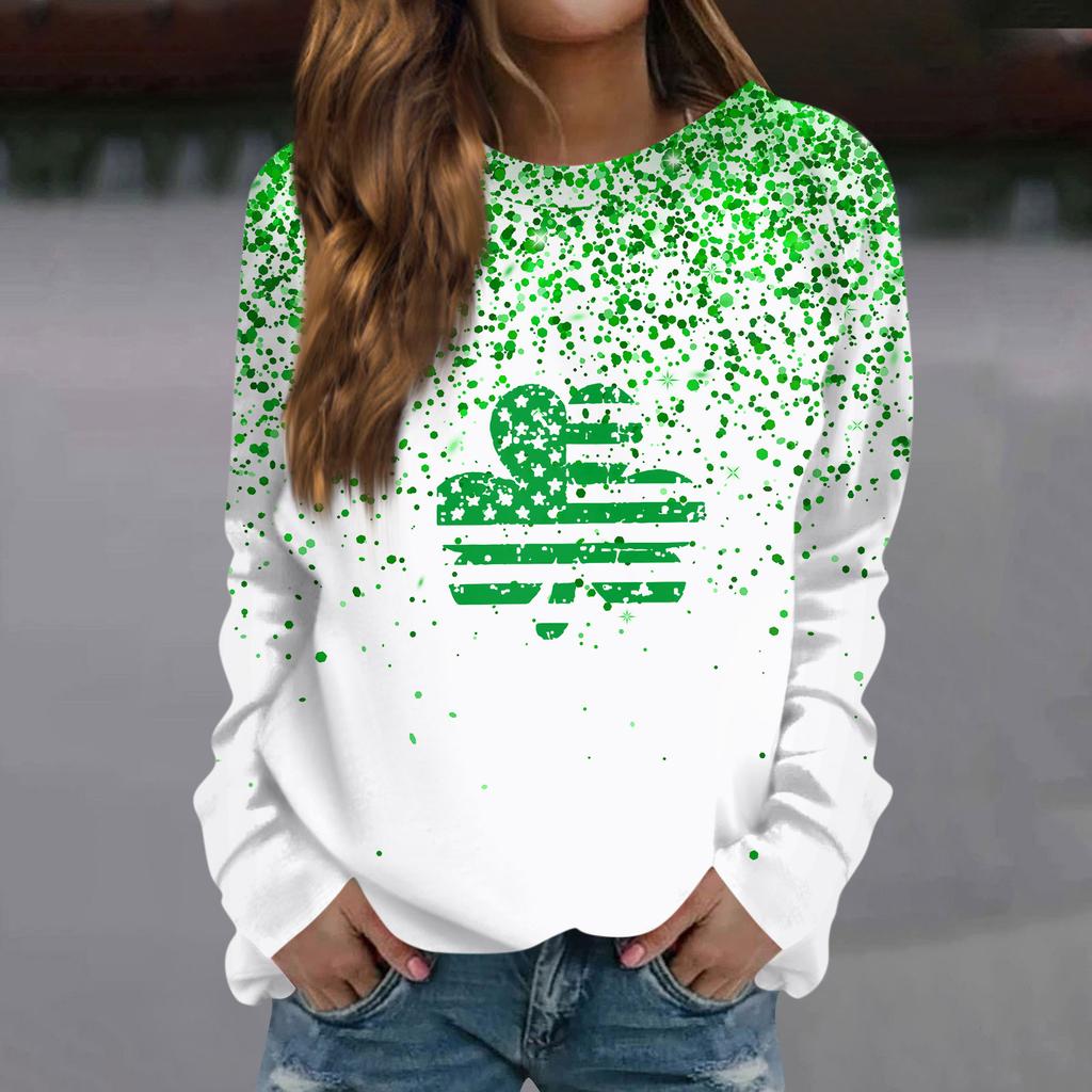 Женская мода повседневная толстовка с длинным рукавом и круглым вырезом с принтом