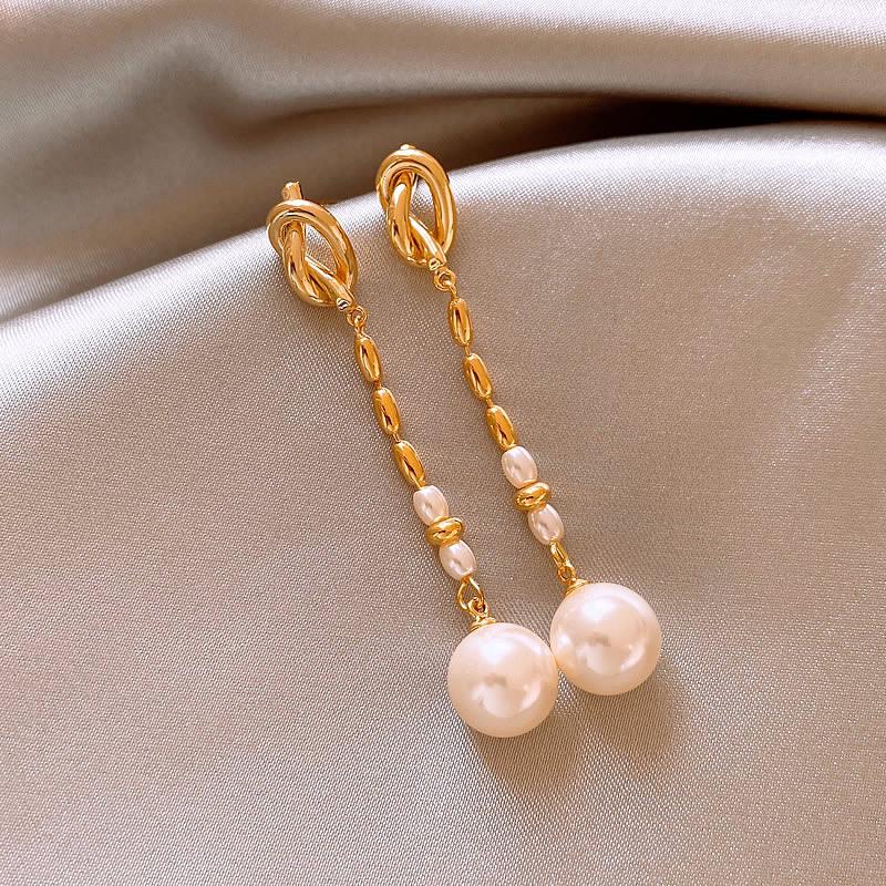 Серьги-кисточки из циркона и жемчуга «Серебряная игла» - Элегантный ретро-дизайн для женщин