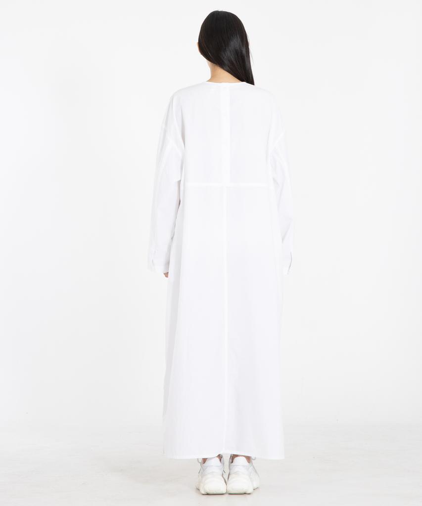 Row To Row Wrd047 Bio-Washed Fine Cotton Oversized Shirt Dress (White)