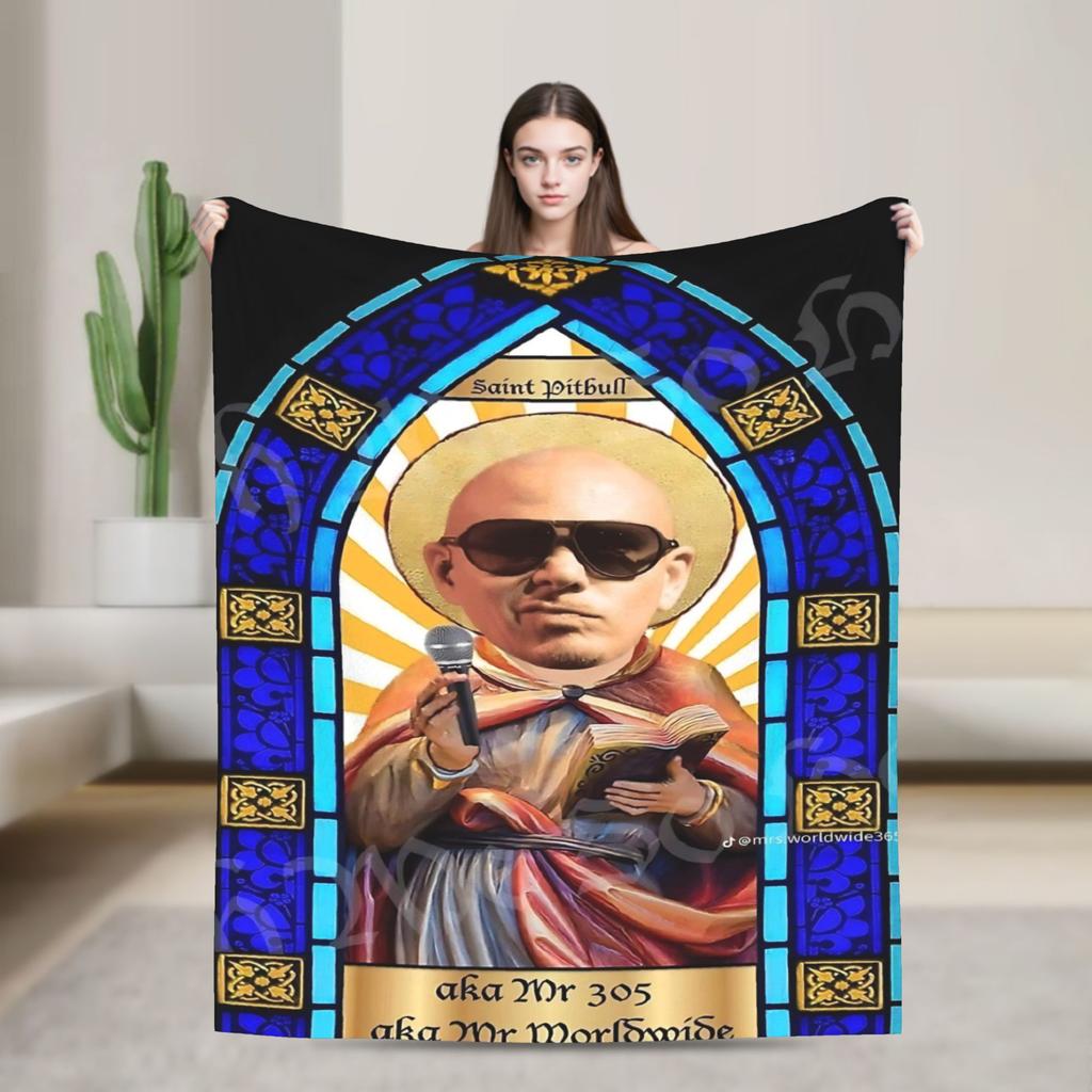 Mr Worldwide Pitbull Plush Blanket Children Flannel Throw Blanket For Couch Chair Sofa Bed Warm Design Quality Bedspread Idea