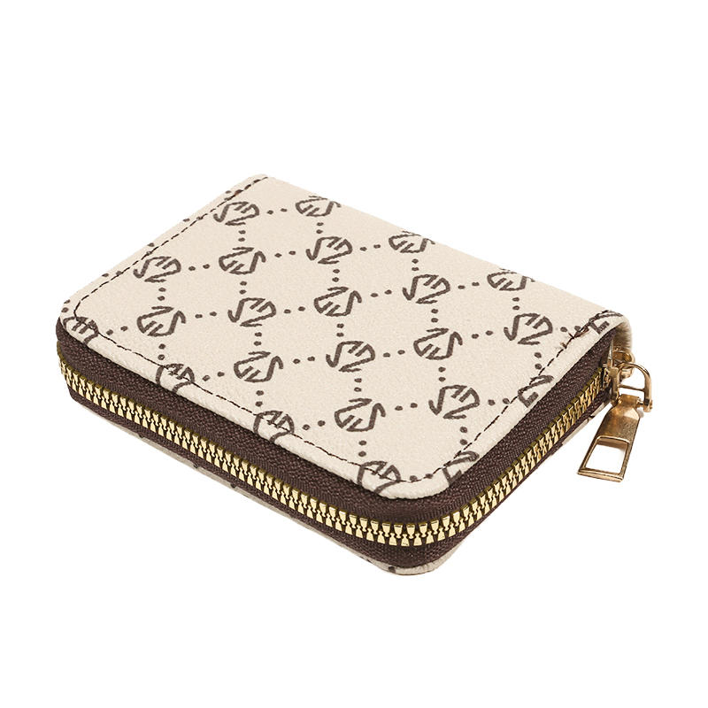 Портативная сумка-карман для карт на молнии с ретро-принтом, женский короткий кошелек, многофункциональный, высококачественный, портативный, женский, с удостоверением личности, кредитной картой, нулевой кошелек