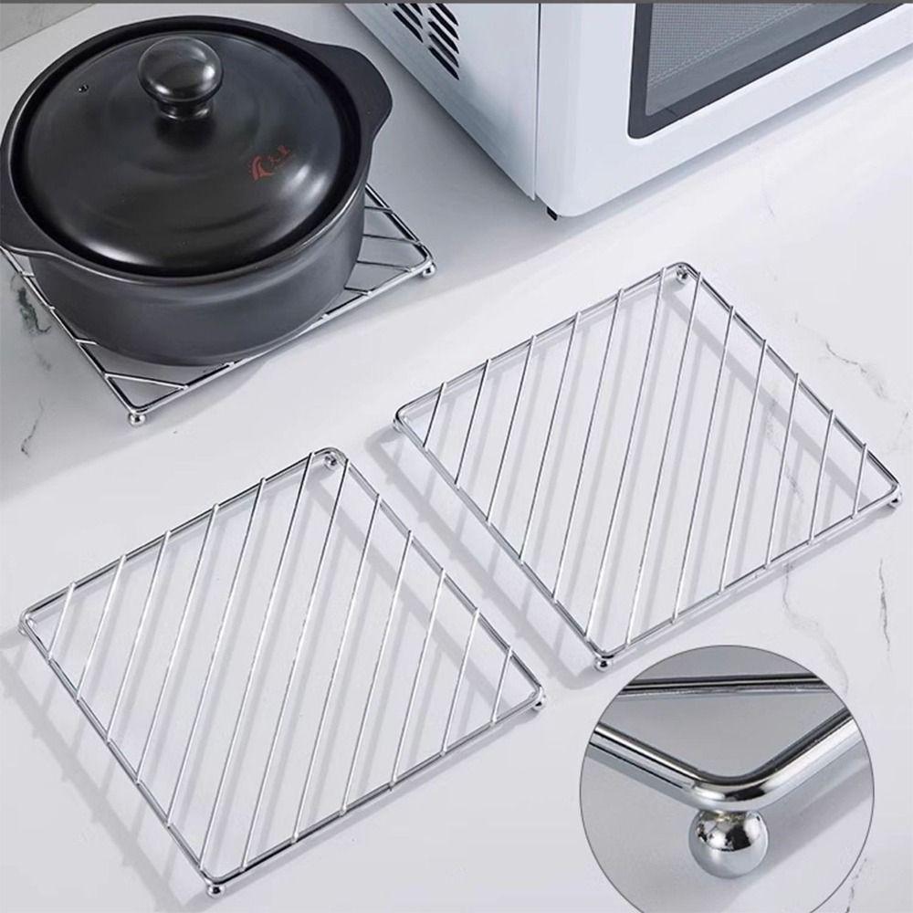 2 шт. Практичная квадратная подставка под горячее, держатель для кастрюли, термоизолированные подставки под горячее, защита от ожогов, нержавеющие, утолщенные кухонные инструменты, подставка, обеденный стол