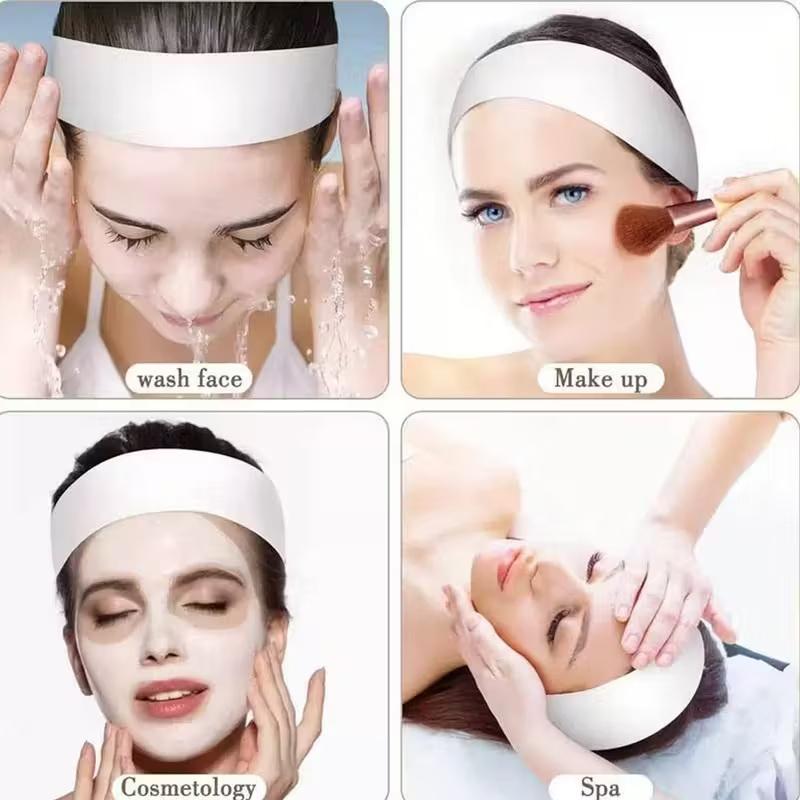10/50/100pcs Disposable Headbands Spa Salon Facial Headband Black White Pink Elastic Adjustable Magic Tape Skincare Accessory