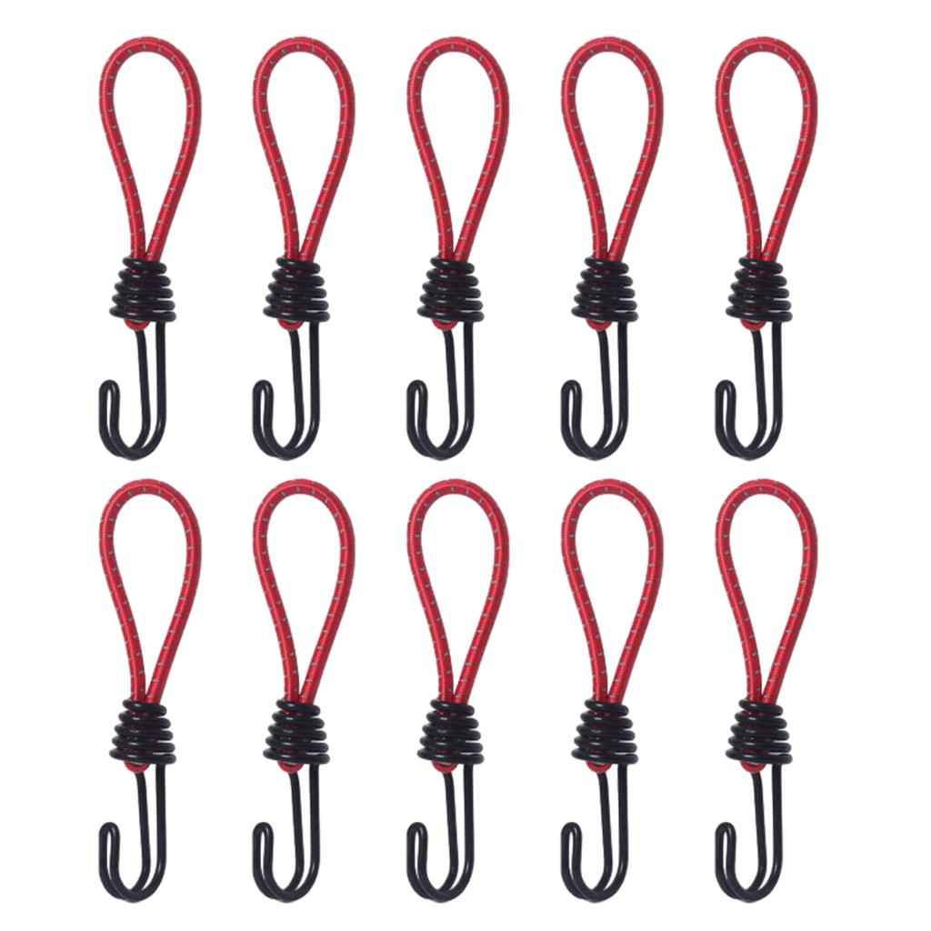 Bungee Cords with Hook Elastic Bungee Metal Shock Cord Hook Bungee Elastic Cord for Securing Camping Tarp Luggage Tent