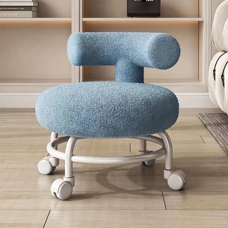 Круглый табурет на роликах со спинкой, табурет для красоты, макияжа, тату-салона, спа-табурета, кресло для ленивой работы по дому