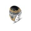 İşlemeli 925 Sterling Silver Man Ring Onyx