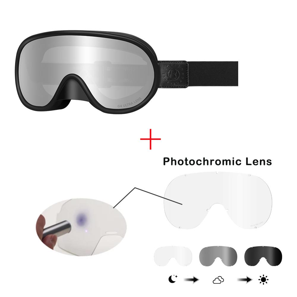 BOLLFO Motorcycle Goggles Vintage Photochromic Motocross Riding Gear UV400 Anti-fog Lunette Ski Snowmobile Snowboard Glasses