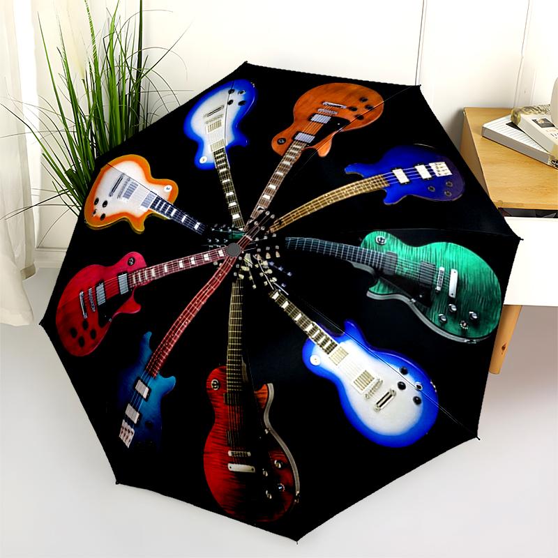 1PC electric guitar Umbrella Portable Folding Umbrella Iron Frame Hole Bone Structure Outdoor Home Umbrella A11