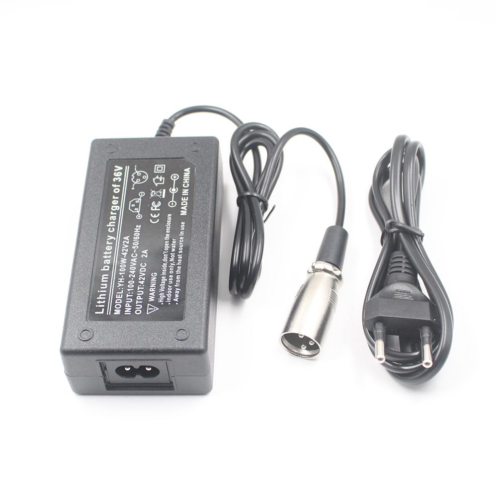 42V 2A 42V2A Charger For 36V 18650 Lithium Battery Pack With 3-Pin XLR Socket Connector EU US AU UK
