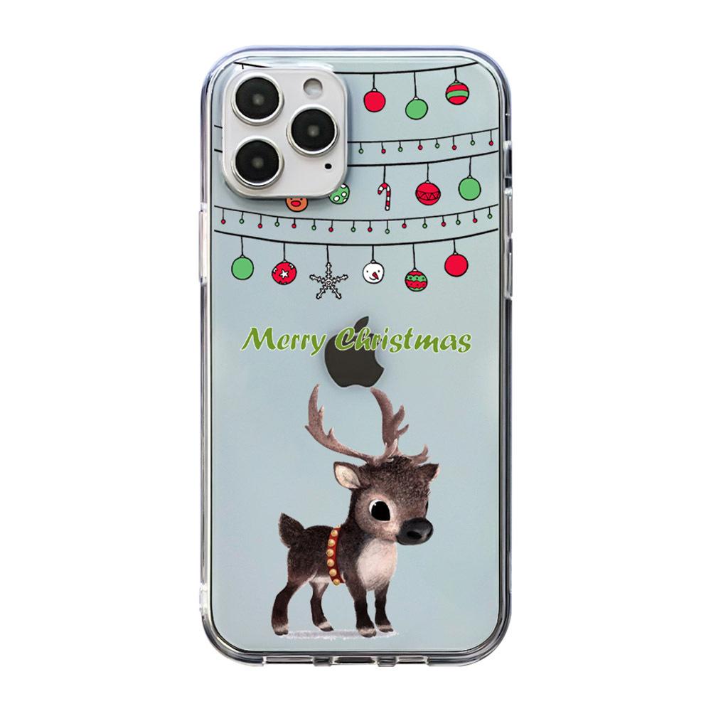Рождественский прозрачный чехол для iPhone 16 15 14 13 12 11 Pro Max Санта-Клаус, лось, снеговик, рождественский чехол для iPhone XS Max X XR 7 8 Plus, мягкий чехол из ТПУ
