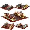 Role Theme Chess Set - Resin Material And Hand-Painted With Embossed Leather Chess Board - 32 Pieces - Ideal Gift Board Game