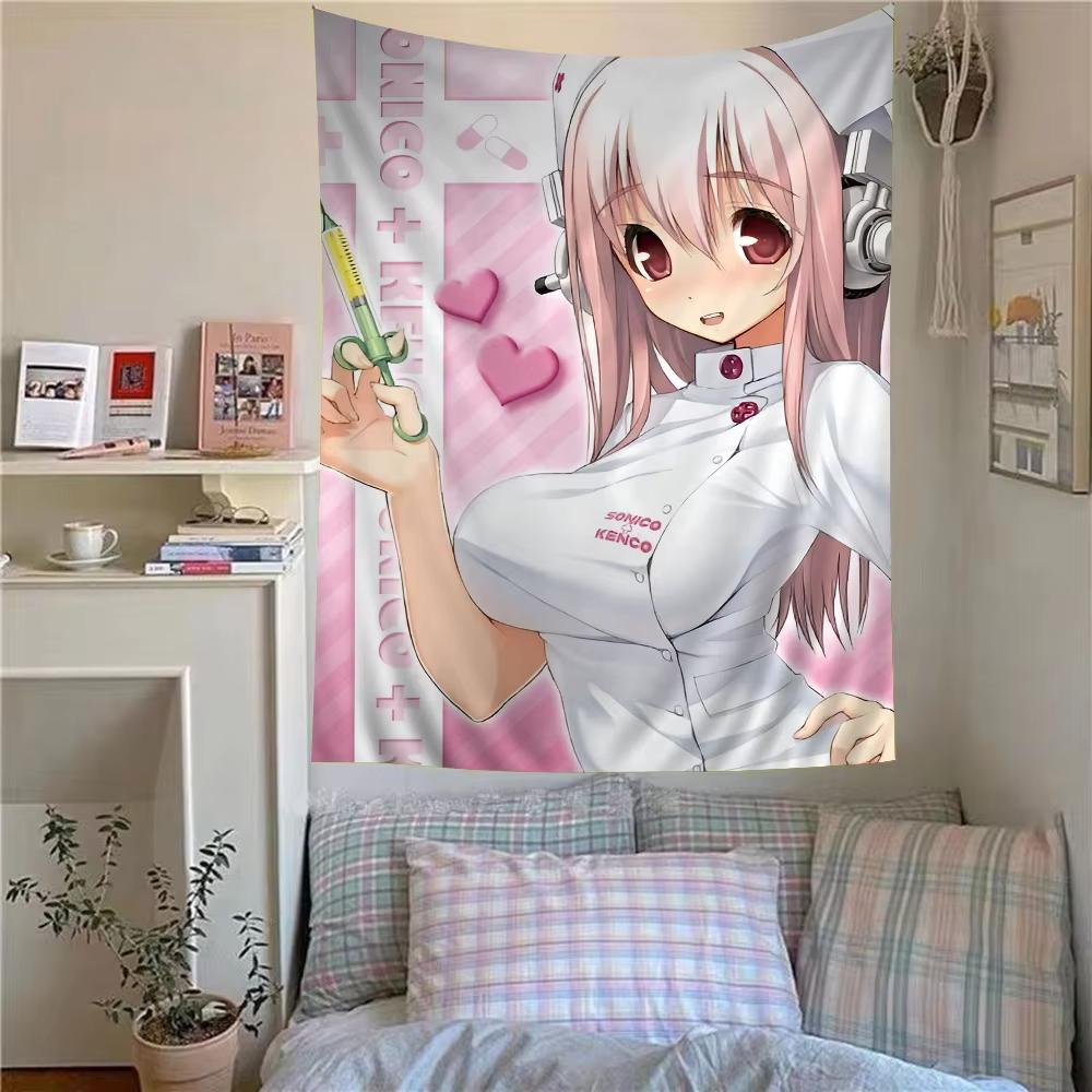 Japanese Super Sonico Comic Classic Anime Tapestry Bedroom Wall Hanging Fabric Living Room Home Dorm Decor Art Home Decor