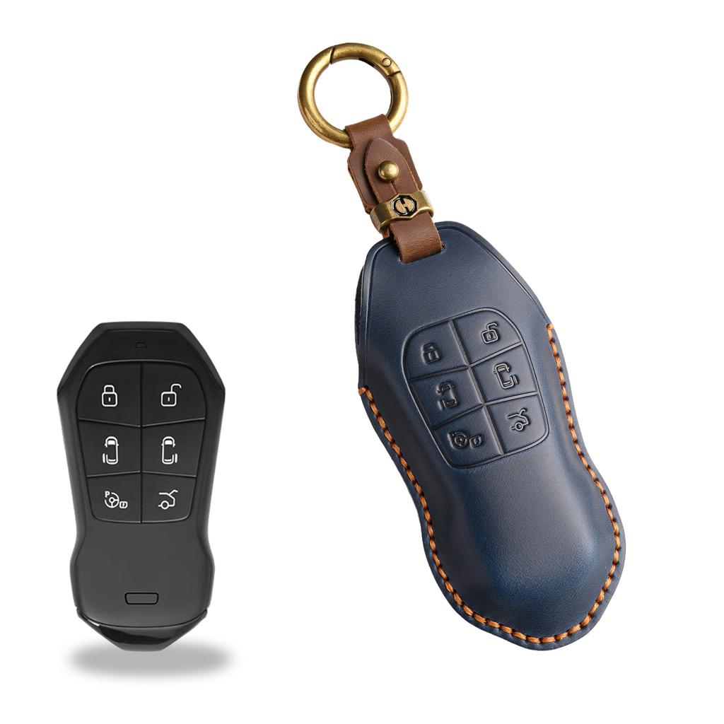 Ретро чехол для ключа подходит для сумки для ключа Xiaopeng x9, Xiaopeng X9 автомобильный кожаный чехол ручной работы для защиты пульта дистанционного управления с застежкой.