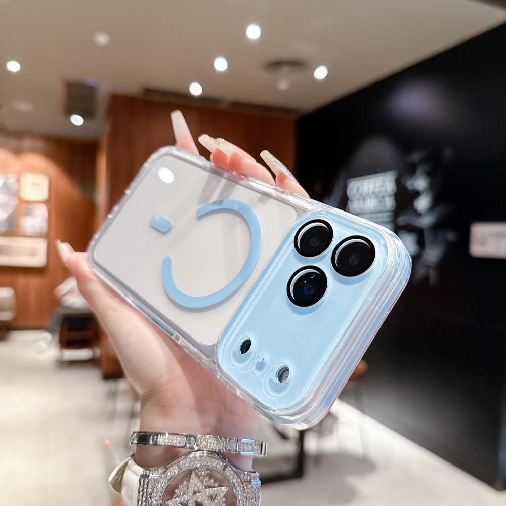 New Clear For Magsafe Magnetic Phone Case For iPhone 17 Air 16 15 14 13 Pro Max Wireless Charge Crystal Lens Bumper Cover