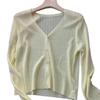 Sun Knit Cardigan for Women Long Sleeve V-Neck Button Up Thin Ice